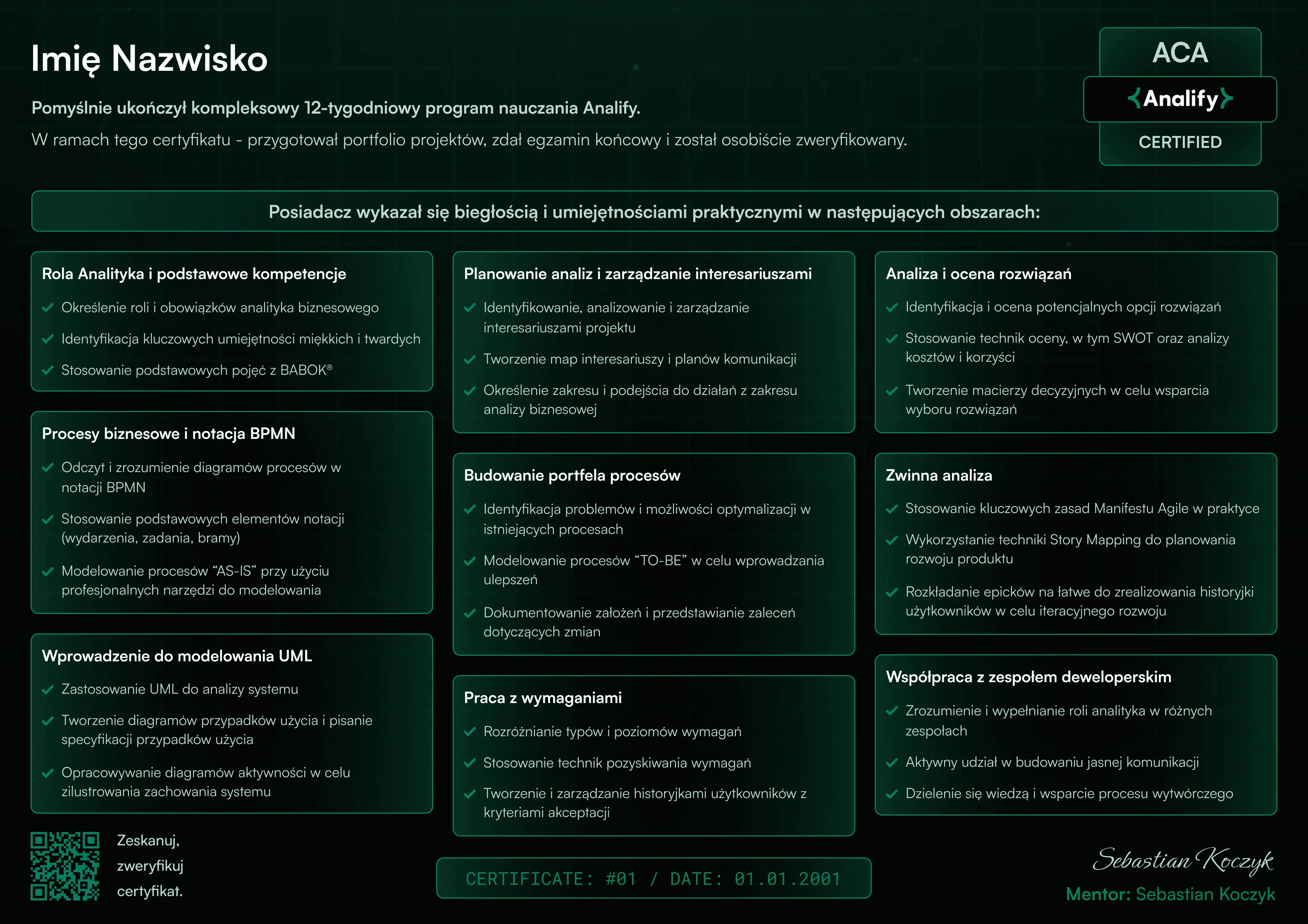 Certyfikat Analify